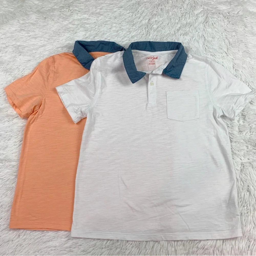 Cat & Jack set of 2 short sleeve polo‎ shirt contrast collar front pocket